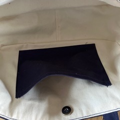 【ハンドメイド】帆布トートバッグ ネイビー 外ポケット付き 0822新品未使用の画像