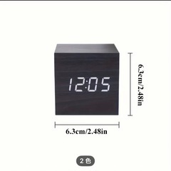 LEDディスプレイ付きのミニキューブ木製目覚まし時計 3つの明るさレベルで自動調の画像