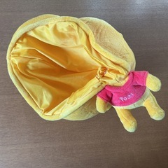ファンキャップ👒 プーさん ディズニー Disney くまのプーさん 帽子 フード 被り物 黄色 赤の画像