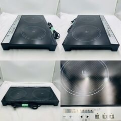 【❗️✨高年式2点セット✨❗️】IHクッキングヒーター PPIT-2IH-BK ＋ YAMADA 電子レンジ YMW17HL6 の画像