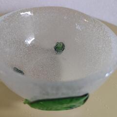 ガラス細工　小皿　脚付き　手造り　新品の画像