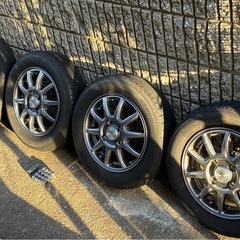 軽自動車タイヤ、ホイールセット　ブリヂストン ⑥155.65.13 タイヤ4本と中古美品ホイールとナット付きの画像