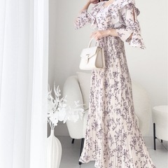 花柄 フリル袖 ワンピース 【2着セット】の画像