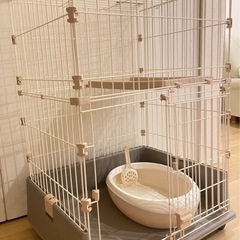 キャットタワー　2段　トイレ付きの画像
