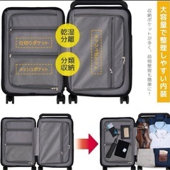  新品 スーツケース フロントオープン ピンク キャリーケースTSA 超軽量 機内持ち込の画像