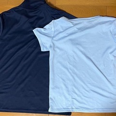 速乾　半袖ポロシャツネイビーと半袖Tシャツ水色　未使用に近い ２枚セット　の画像
