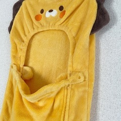 ライオン　ベビーカー用膝掛け　お出掛けグッズ　チャック　帽子付き　スナップボタンありの画像