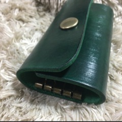 レザーキーケース　深海グリーンの画像