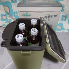 新品箱入り【クーラーボックス(小)】ペットボトル×４本分のサイズ感の画像