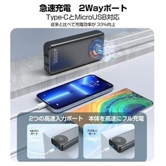 【新品】モバイルバッテリー 40000mAh大容量 急速充電 同時充電可能 LED表示の画像