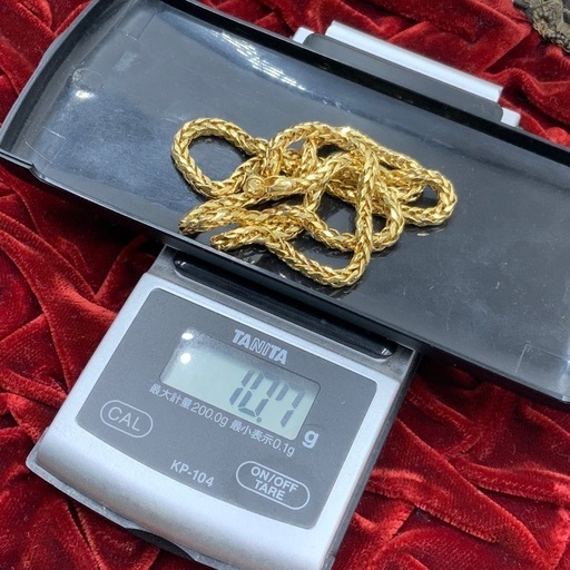 750 18金　スパイクチェーン　ネックレス　10.7g 約49.5cm 幅3mm