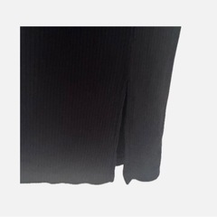 【スロー】レディース ブラック ワイドパンツ スリット入り Sの画像