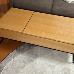 ニトリ　昇降センターテーブル(Nヒバリ 120 LBR）　ローテーブル　リフトアップ式の画像