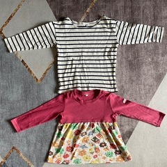 子ども服　キッズ服　トップス　セット　長袖　チュニック　100 秋　冬　女の子　ユニクロ　しまむら　の画像