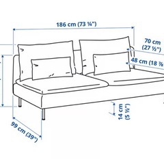 IKEA 3人掛けソファ ソーデルハムン ヴィーアルプ ベージュ/ブラウンの画像