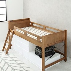 【あげます】ニトリ　頑丈棚付きロフトベッド ロータイプ(高さ122cm LBR)の画像