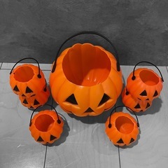【ハロウィン】パンプキン バケツ カボチャ 大小 7個セットの画像