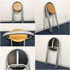折りたたみイス 木製座面 スチールパイプ椅子 完成品 折りたたみチェア 軽量折りたたみ椅子・キッチン・簡易椅子の画像
