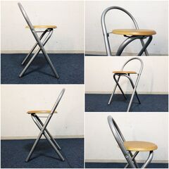折りたたみイス 木製座面 スチールパイプ椅子 完成品 折りたたみチェア 軽量折りたたみ椅子・キッチン・簡易椅子の画像