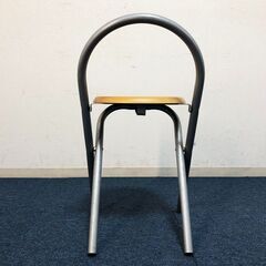 折りたたみイス 木製座面 スチールパイプ椅子 完成品 折りたたみチェア 軽量折りたたみ椅子・キッチン・簡易椅子の画像