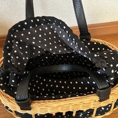 美品ドット柄カゴバックの画像