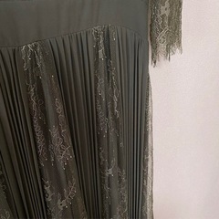 DRESS+カーキ オリーブグリーン レース お呼ばれドレスの画像