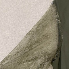 DRESS+カーキ オリーブグリーン レース お呼ばれドレスの画像