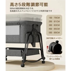 値下げしました！ ベビーベッド(移動可) 92cm x 55cmの画像