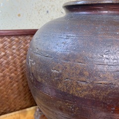 【時代物】備前焼 壺 花入 花瓶 古備前 在銘 無傷 茶道具 華道具 置物 古美術 骨董 アンティーク 良品 配送可能の画像