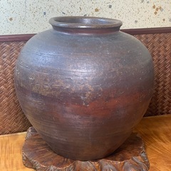 【時代物】備前焼 壺 花入 花瓶 古備前 在銘 無傷 茶道具 華道具 置物 古美術 骨董 アンティーク 良品 配送可能の画像