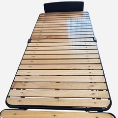 すのこ 折りたたみ シングルベッド+高反発マット