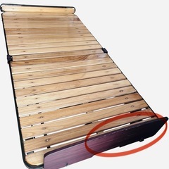 すのこ 折りたたみ シングルベッド+高反発マットの画像