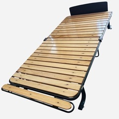 すのこ 折りたたみ シングルベッド+高反発マットの画像