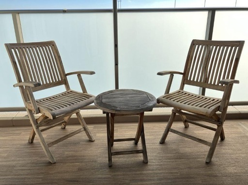 大塚家具　テーブルセット　バルコニー　チーク