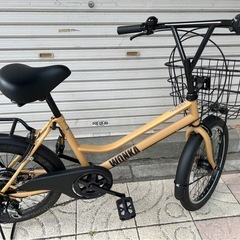 WONKA ミニベロ FTS206BHD カーキ　20インチ　カゴ付き自転車の画像
