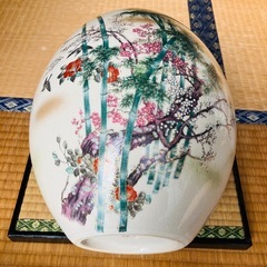 【期間限定】九谷焼 壺型陶器 竹と花の模様の画像