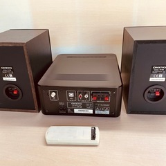 【美品】ONKYO オンキョー CDレシーバーシステム ミニコンポCR-U6 ブラック Bluetooth リモコン　2020年製の画像