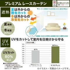 【受渡し予定者様決定済み】ニトリ　採光・遮熱・遮像レースカーテン(エコナチュレボーダー150X198) 2枚 の画像