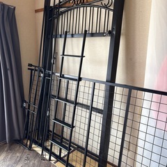 ロフトベッド 黒 薄型マットレス付きの画像