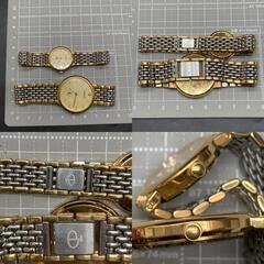 Y285　不動  CAPUCCI カプッチ ラウンド ペアウォッチ  ゴールド×シルバー コンビ　デイト クォーツ メンズレディース 腕時計の画像