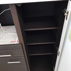 【ジャングルジャングル岩出店】【B10】レンジ台  ブラウン 幅80cm×奥行40cm×高さ115cm の画像
