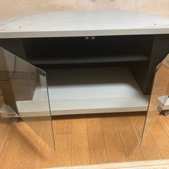 キャスター付きテレビ台 ホワイト/ブラックの画像