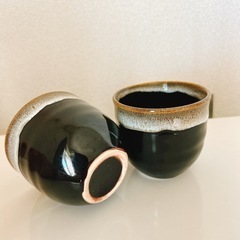 湯呑み カップ ペア お茶 お湯呑み 黒の画像