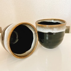 湯呑み カップ ペア お茶 お湯呑み 黒の画像