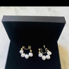 【新品】パール ゴールド フープイヤリングの画像