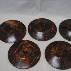 [1463] 桜皮細工 茶托 5枚セット 工芸品 木製の画像