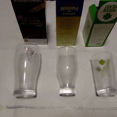 【保存状態良好・未使用品・非売品】ビールの景品のグラス３種（キリンビール・サントリー）の画像