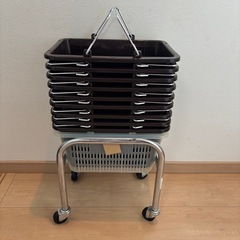 美品ミニバスケット 専用置き台カゴ9個付き太陽ビルメンストアエキスプレスの画像
