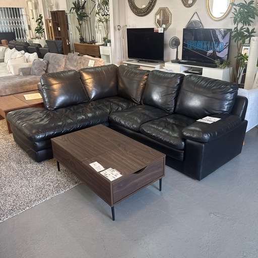 ニトリ　カウチソファ　本革