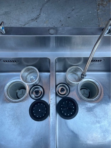 業務用 2槽シンク 2口蛇口付き 幅1200×奥750×高さ800+150(mm) 二